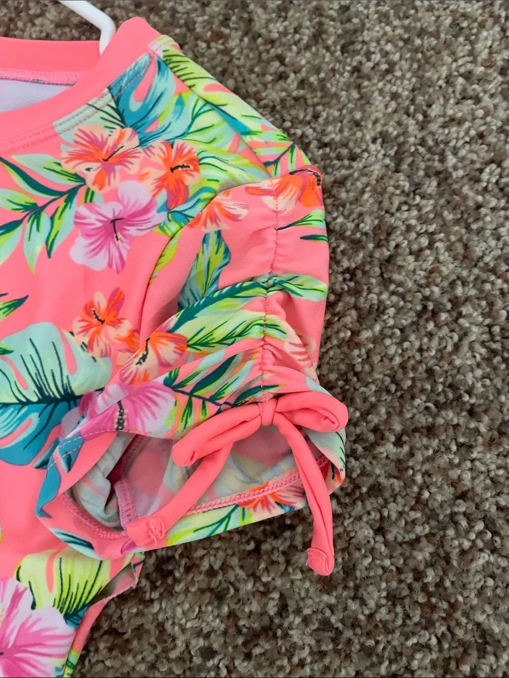 Cat & Jack Girls Tropical Floral One-Piece Swimsuit - Coral Pink size 8
